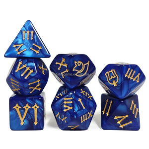 Juego de Dados Poliédricos con Diseño Único de Números Romanos HS Pearl, Juego de Dados Acrílicos para Juegos de Mesa, DND, <span class=keywords><strong>Dungeons</strong></span> and Dragons - Product Image 3