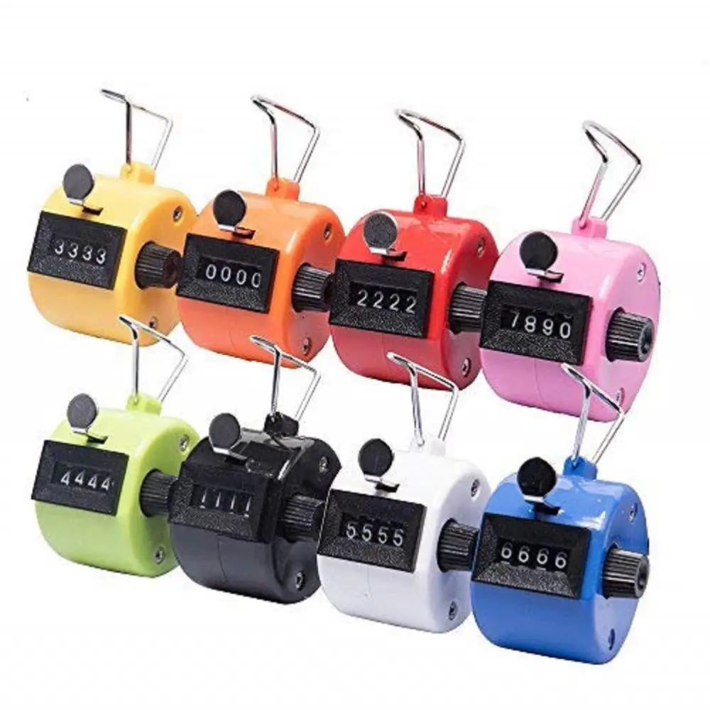 Clicker 4 Digit Number Counters Plastic Shell Hand Finger Display Manual Counting Tally Clicker Timer Soccer Golf Counter