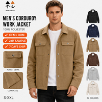 Chemise-veste en velours côtelé pour homme, logo personnalisé, manches longues, coupe décontractée, surchemise avec poches poitrine, vêtement de travail décontracté, vêtement d'extérieur
