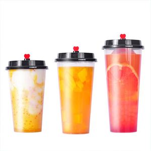 Custom logo Disposable 500ml 700ml pp clear Transparent Plastic Cup <b>Boba</b> Milktea Cups <b>Bubble</b> Tea Cup with Lid - Product Image 2