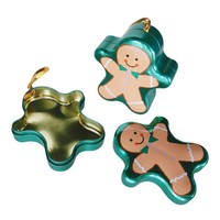 Boîte de Noël vide en métal de qualité alimentaire pour paquet de biscuits de bonbons de cadeau avec couvercle conteneur de boîtes en fer blanc de gâteau rond de bonbons