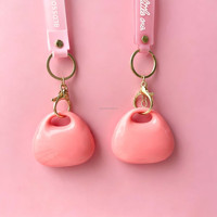 Gloss à lèvres rose mignon en forme de sac, fini brillant, format voyage, pendentif DIY, longue tenue, ne colle pas aux tasses, sans produits chimiques