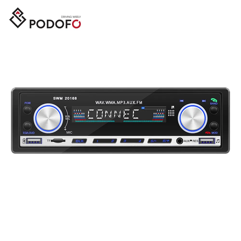Podofo 자동차 MP3 플레이어 FM 라디오 튜너 3 큰 LED 세그먼트 디스플레이 AUX 입력 USB 충전 기능 DC 12V 무선 원격