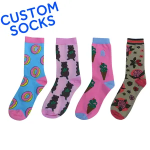 Casual crazy men's women's socks patterns can be customized colorful funny fashion cotton socks