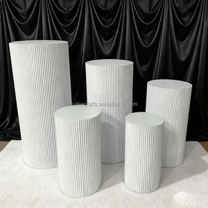 Décoration <span class=keywords><strong>de</strong></span> fête prénuptiale, prix bas, lot <span class=keywords><strong>de</strong></span> 3 supports à gâteau ronds en métal à nervures blanches et noires - Product Image 3