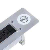 Prise rotative électrique encastrée en alliage d'aluminium avec chargeur sans fil, prise de courant américaine pour salle de conférence et bureau