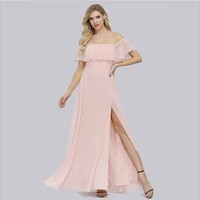 2025 grande taille col haut en mousseline de soie Maxi robe pour les femmes Style Simple couleur Pastel robe de plage ODM pour le bal mère mariée
