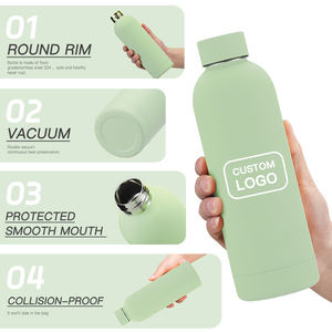 Botella de Agua Deportiva de Acero Inoxidable Personalizada, Reutilizable, a Prueba de Fugas, de 500 ml, con Boca Pequeña y Tapa, Aislada para Viajes - Product Image 5