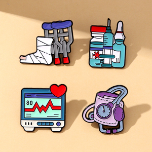 Lot de pin's en émail personnalisés sur le thème médical moderne, mignons, pour infirmières et médecins, en alliage de zinc, imprimés UV, accessoire de mode pour le personnel médical - Product Image 1