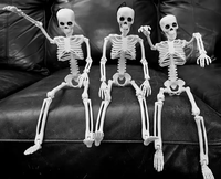 Accessoires de maison hantée pour cimetière d'Halloween 16 pouces Crâne articulé en plastique Décoration de squelette suspendu d'Halloween