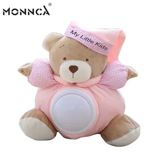 Спать ночью успокоить с милым медведем, музыкальный свет плюшевые Детские Мягкая игрушка мишка оптовая продажа LED светло-розовый плюшевый мишка с песню