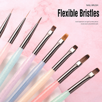 Lot de 8 pinceaux à ongles en nylon multi-tailles, personnalisables, légers et ergonomiques, pour le traçage de lignes et les rayures en nail art (vente en gros)