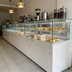 Réfrigérateur à gâteaux panoramique en verre <span class=keywords><strong>sur</strong></span> mesure, nouveau design, vitrine <span class=keywords><strong>réfrigérée</strong></span> pour pâtisserie, présentoir à gâteaux, réfrigérateur sans buée, base en marbre - Product Image 4