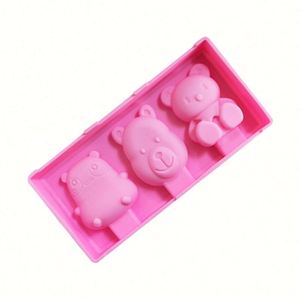 Moule à glace en silicone 3 empreintes ours avec couvercle et sans bâtonnet, pour l'été, DIY, fait main, OEM/ODM - Product Image 3