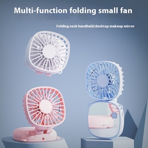 New Handheld Small Fan Neck Hanging Foldable Portable USB <b>Charging</b> Desktop <b>Stand</b> Makeup Mirror - Product Image 1