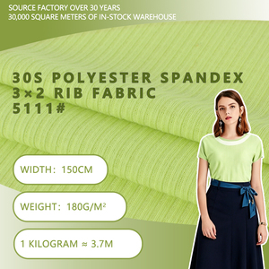 30S Polyester Spandex 3x2 Rib Knit Fabric 170cm Width 130gsm Textured Stretch For T Shirts Tops Undershirts - Product Image 1