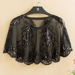 Chaqueta tipo capa estilo vintage de los años 20 de Ecoparty, chal nupcial adornado, <span class=keywords><strong>bolero</strong></span> estilo flapper, cubierta para <span class=keywords><strong>fiesta</strong></span> Gatsby - Product Image 1