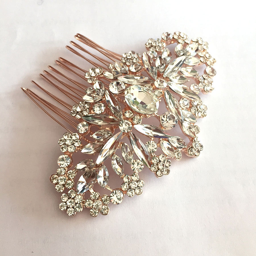 В наличии, расческа для волос со стразами и кристаллами, свадебная расческа для волос из розового золота