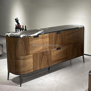 Aparador con Acabado en Nogal AIYI, Mueble Buffet Moderno <span class=keywords><strong>de</strong></span> Lujo, Aparador Amplio, Mueble Bar <span class=keywords><strong>de</strong></span> Madera Maciza con Mármol - Product Image 2