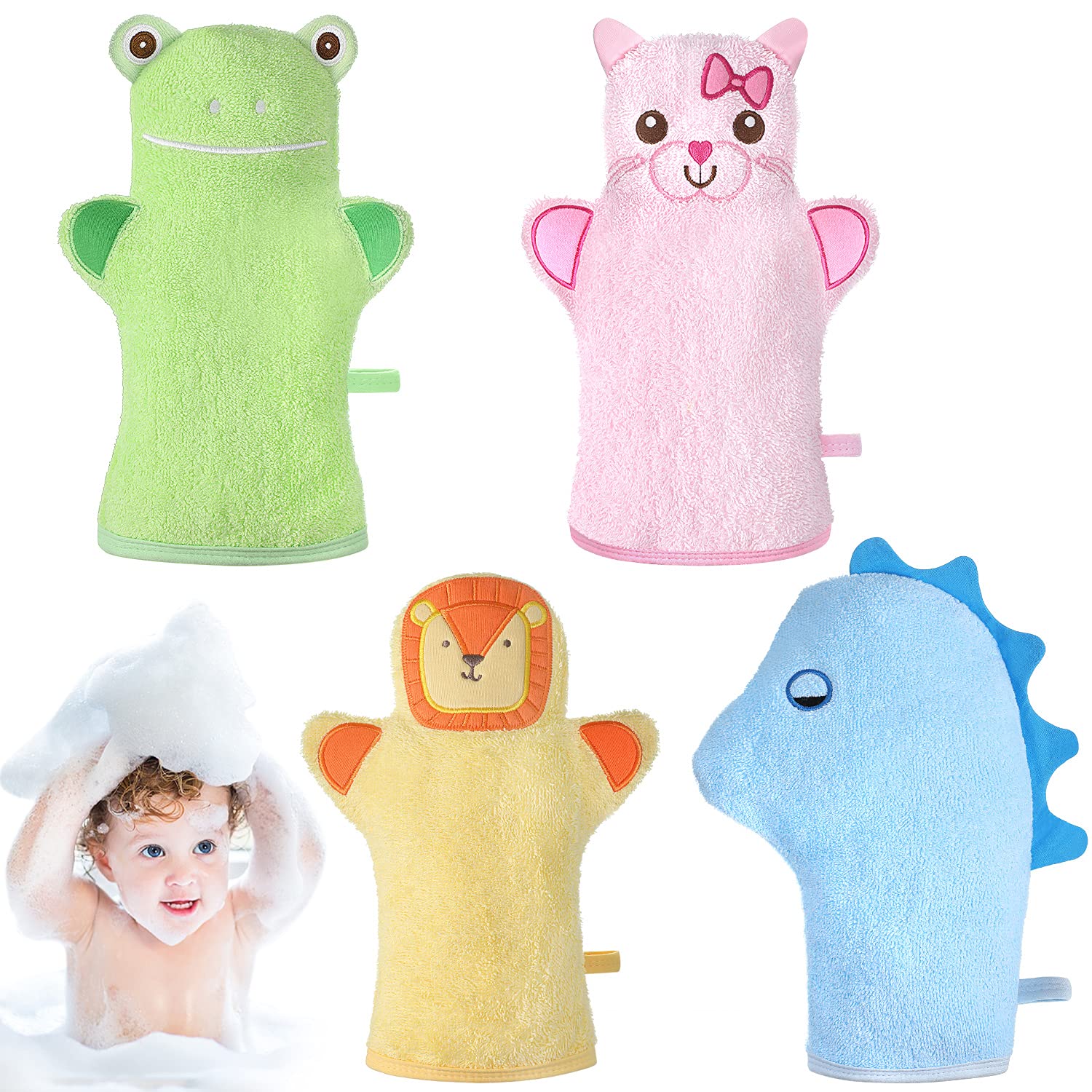 BSCI проверенные OEM детские варежки для ванны, варежки, перчатки, разработанные в красивом стиле с милыми животными