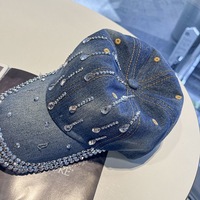 Gorra de Béisbol de Mezclilla con Cristales de Imitación Brillantes para Mujer, Gorra Trucker con Diamantes Brillantes para Fiestas, Uso Diario, Compras, Regalo