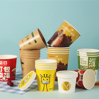 Récipient à soupe jetable à emporter boîte de repas en papier kraft blanc à emporter emballage de fast-food tasses à soupe en papier kraft micro-ondes PE