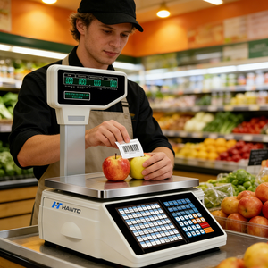 Balance à code-barres, système de pesage et de caisse tout-en-un pour supermarché avec impression d'étiquettes à code-barres, balance électronique - Product Image 1