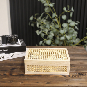 Hot Ngoài Trời Vườn Bánh Mì Cưới Hoa Giỏ Màu Đen Dệt Mía Đồ Trang Sức Bằng Gỗ Lưu Trữ Quà Tặng Mây Dệt Hộp Với Nắp - Product Image 3