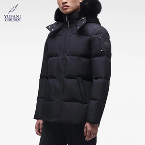 YuFan giacca trapuntata nera imbottita personalizzata <span class=keywords><strong>con</strong></span> <span class=keywords><strong>collo</strong></span> di <span class=keywords><strong>pelliccia</strong></span> piumini invernali da <span class=keywords><strong>uomo</strong></span> cappotti impermeabili antivento per <span class=keywords><strong>uomo</strong></span> - Product Image 1