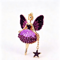 Porte-clés pendentif en alliage de zinc avec strass, motif aile de papillon, fée, ange, danseuse de ballet, cristal scintillant, pour femme, avec mousqueton