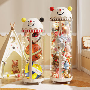 Simpatici cartoni animati trasparente organizzatore di stoccaggio di bambole di <span class=keywords><strong>peluche</strong></span> per bambini scatola di immagazzinaggio cesti cilindrici di plastica per riporre i giocattoli - Product Image 6