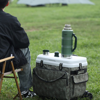 Glacière isotherme portable en plastique de 28 L pour le transport de poisson, avec roues et poignée, chariot isotherme souple