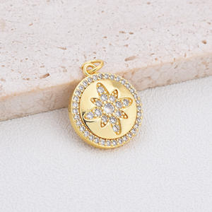 18k सोने की प्लेटेड स्टेनलेस स्टील मून स्टार सूर्य सिक्का डाविद, स्टार आकर्षण पेलेंट हैंडमेड डाई गहने - Product Image 2