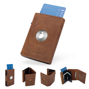Cartera de Cuero Genuino para AirTag con Ranura de Seguimiento, Tarjetero Triple Plegable, Diseño de Alta Gama para Hombre - Product Image 2