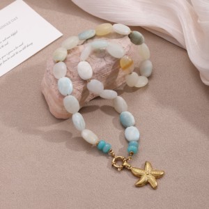 Collar con Colgante <span class=keywords><strong>de</strong></span> Estrella <span class=keywords><strong>de</strong></span> Mar <span class=keywords><strong>de</strong></span> Acero Inoxidable <span class=keywords><strong>de</strong></span> la Serie Océano <span class=keywords><strong>de</strong></span> Verano, Abalorios DIY, Collar <span class=keywords><strong>de</strong></span> Cuentas <span class=keywords><strong>de</strong></span> Jade Blanco <span class=keywords><strong>de</strong></span> Piedra Natural <span class=keywords><strong>para</strong></span> <span class=keywords><strong>Mujer</strong></span> - Product Image 5