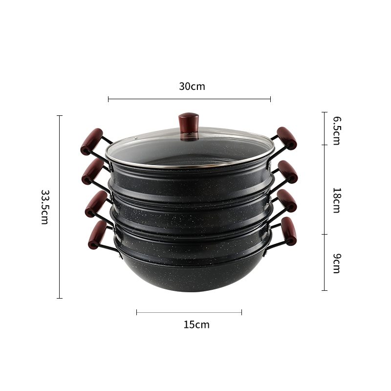 Pot de 30 cm + (cuiseur vapeur 3 étages)