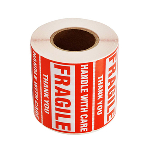 Etiquetas de advertencia de papel cuadrado impermeable autoadhesivas fuertemente adhesivas en rollo para embalaje de mensajes de advertencia - Product Image 3