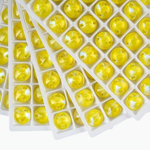 OLeeya Sparkle Top 5A Bevel Glass Round Rivoli Neon Colors Sewing Strass Big Crystals Flat Back Sew on Rhinestones for Jewelry - Product Image 3