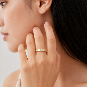 Hexagonal Zircon <b>Ring</b> <b>Stainless</b> <b>Steel</b> 14K Gold Vacuum Plated Gold Tone Jewelry - Product Image 5