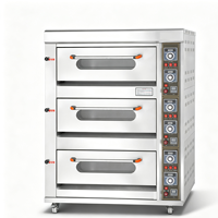 Four à sole commercial à gaz, 3 niveaux, 6 plateaux, en acier inoxydable, pour la cuisson du pain, des pizzas et des gâteaux