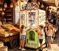 Kiosque à crème glacée molle à refroidissement par air, robuste, avec distributeurs de garnitures sèches et humides