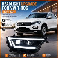 Pour VW T-ROC 2018-2021 : Ensemble de phares LED avec projecteur bi-lentille, feux de jour DRL, mise à niveau halogène, feux de jour, paire de lampes avant