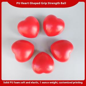 Pesanan kecil pegangan busa PU berbentuk hati bola pegangan ramah lingkungan Transfer termal dicetak kustom merah persik dekompresi mainan Promosi - Product Image 6
