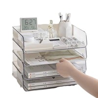 Caja de Almacenamiento Apilable Transparente de Acrílico, Organizador de Archivos y Documentos para Escritorio, Estante de Almacenamiento para Escritorio, Papelería, Libros