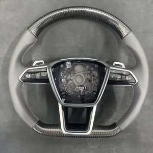 Volante Deportivo de Cuero Perforado y Fibra de Carbono para Modelos <span class=keywords><strong>Audi</strong></span> A3 A4 A5 A6 A6L A7 A8 Q5 Q7 <span class=keywords><strong>Q8</strong></span> TT Q3 - Product Image 1