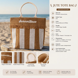 Eco Friendly Jute Handbag for Women Reusable Fashion Tote <b>Bag</b> with Comfortable Handles for Shopping Available for Sale - Product Image 3