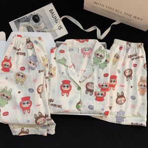 Fabrik Großhandel Sommer dreiteiliges Set Pyjamas Cloud Cotton Cute Cartoon Print Bequem und atmungsaktiv - Product Image 1
