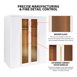 Armoire en verre moderne à 4 portes, design métallique, en acier, pour vêtements, vente en gros - Product Image 3
