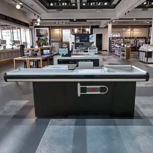 Grande pente modèle intégré <span class=keywords><strong>hypermarché</strong></span> caissier caisse de sortie supermarché table de caisse avec matériau en acier/métal - Product Image 3