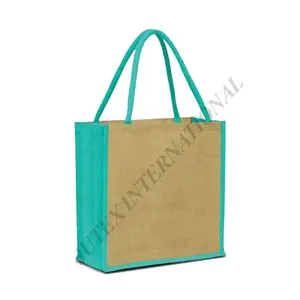 Bolso de compras de arpillera de yute grande de diseño personalizado, bolsos multicolores plegables, bolso de compras de grado superior al por mayor de Bangladesh